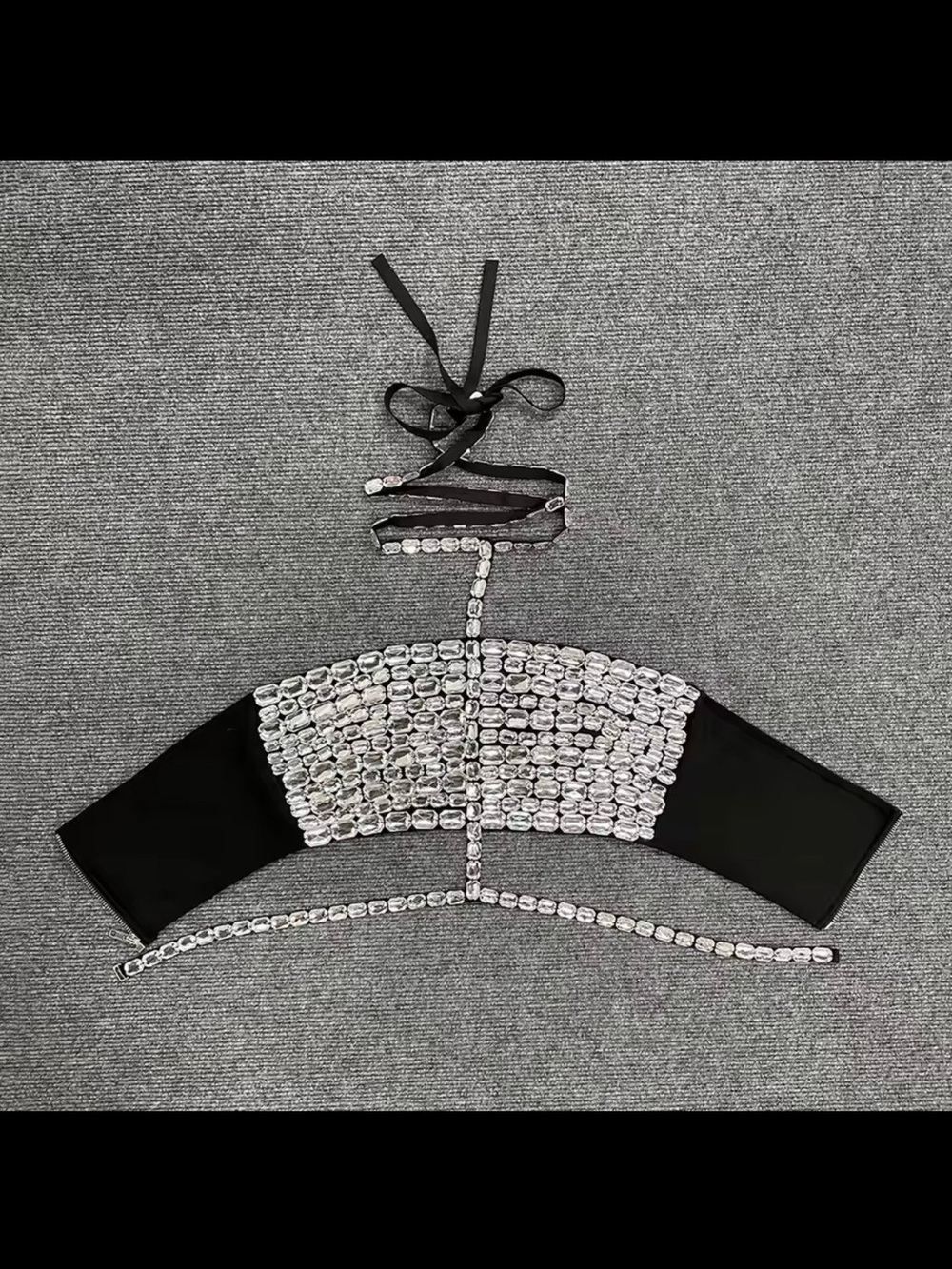 Rhinestone Crystal Bandeau Crop Top, body chain, Choker, rave festival, sparkle - Picture 8 of 12